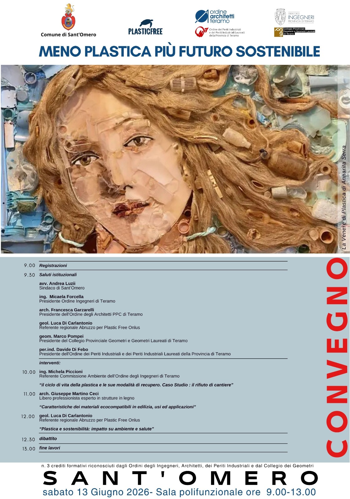 Convegno gratuito “Meno plastica più futuro sostenibile”- Sant'Omero (TE) sabato 13.06.2026 - 3 CFP