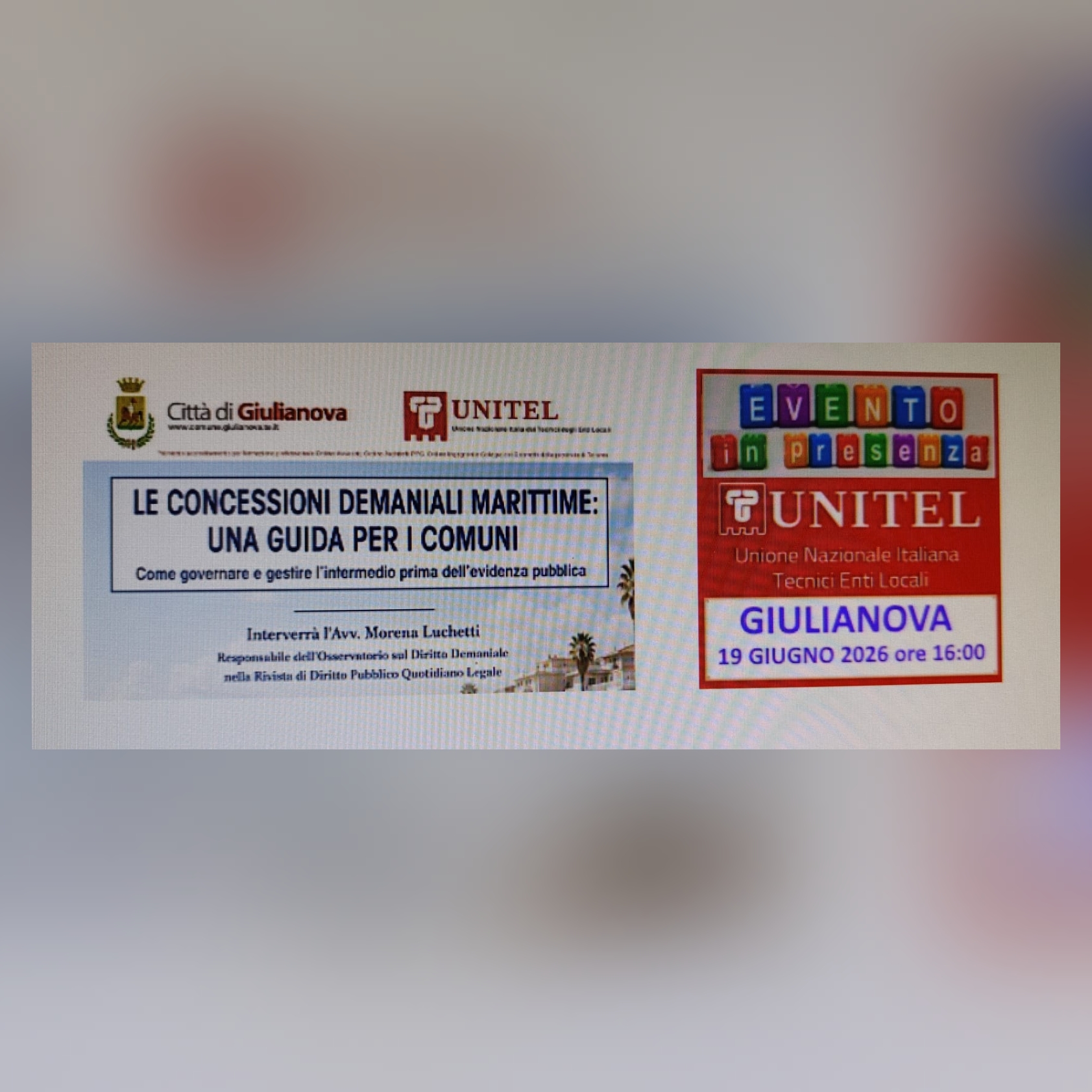 LE CONCESSIONI DEMANIALI MARITTIME: UNA GUIDA PER I COMUNI - Giulianova paese 19.06.2026